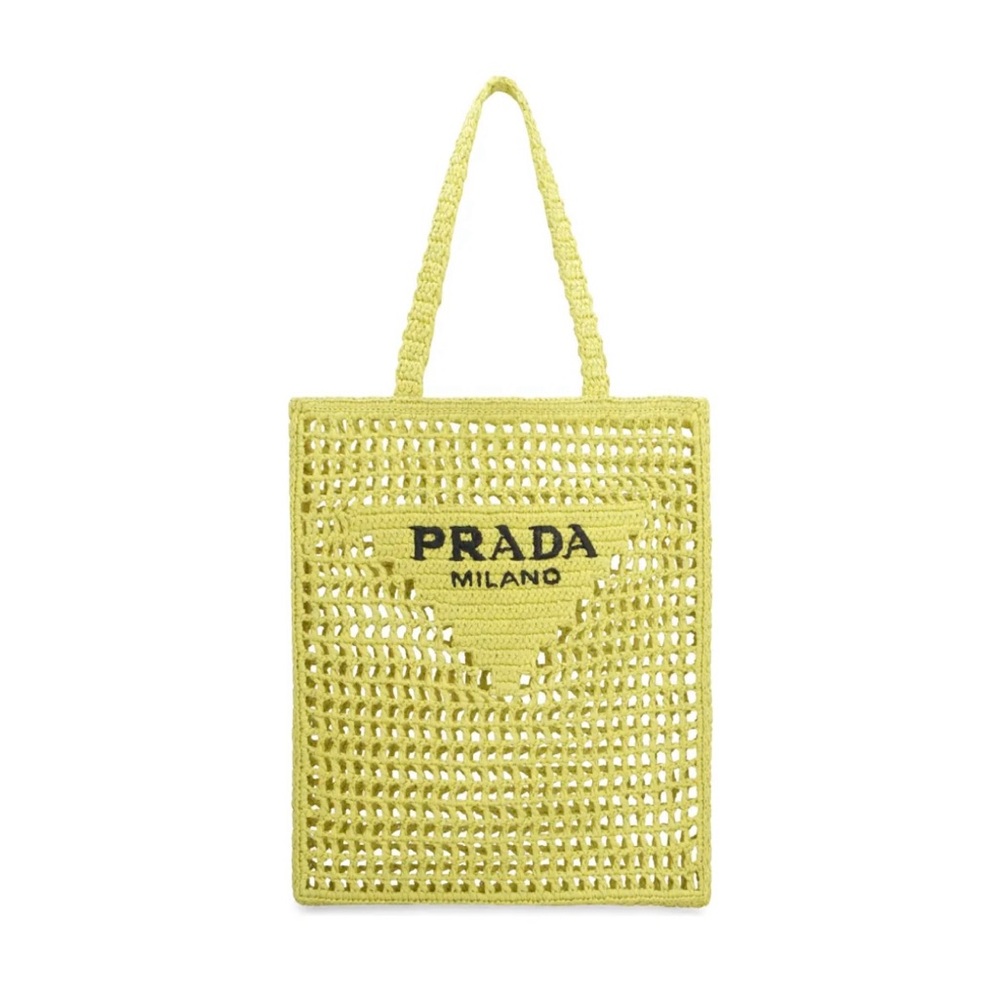 PRADA Raffia Tote Bag - TENNIS Green